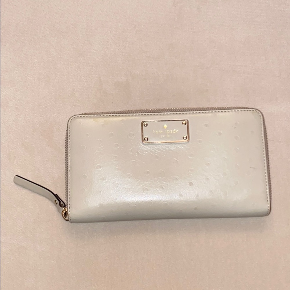 Kate Spade Tan Ostrich Zip Wallet